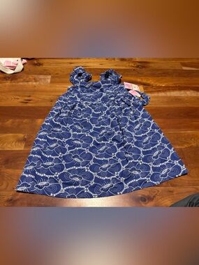 Girls Blue Floral Sundress with Ruffle Straps